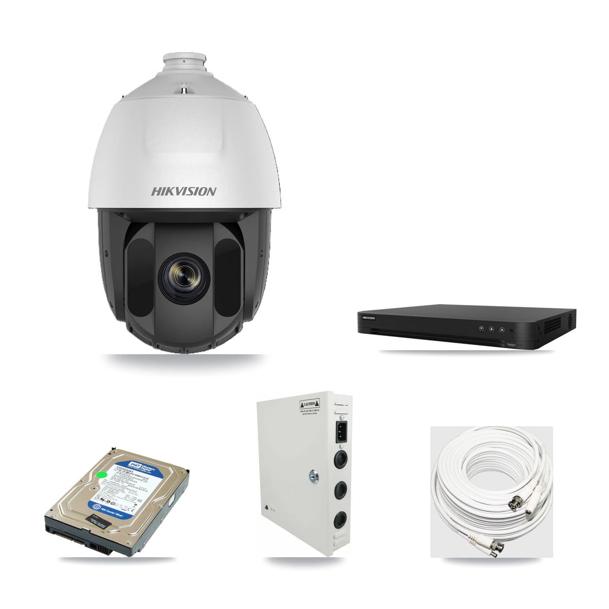 Hikvision 16-channel CCTV kit: 1 camera (1× 2MP PTZ), 500GB hard drive
