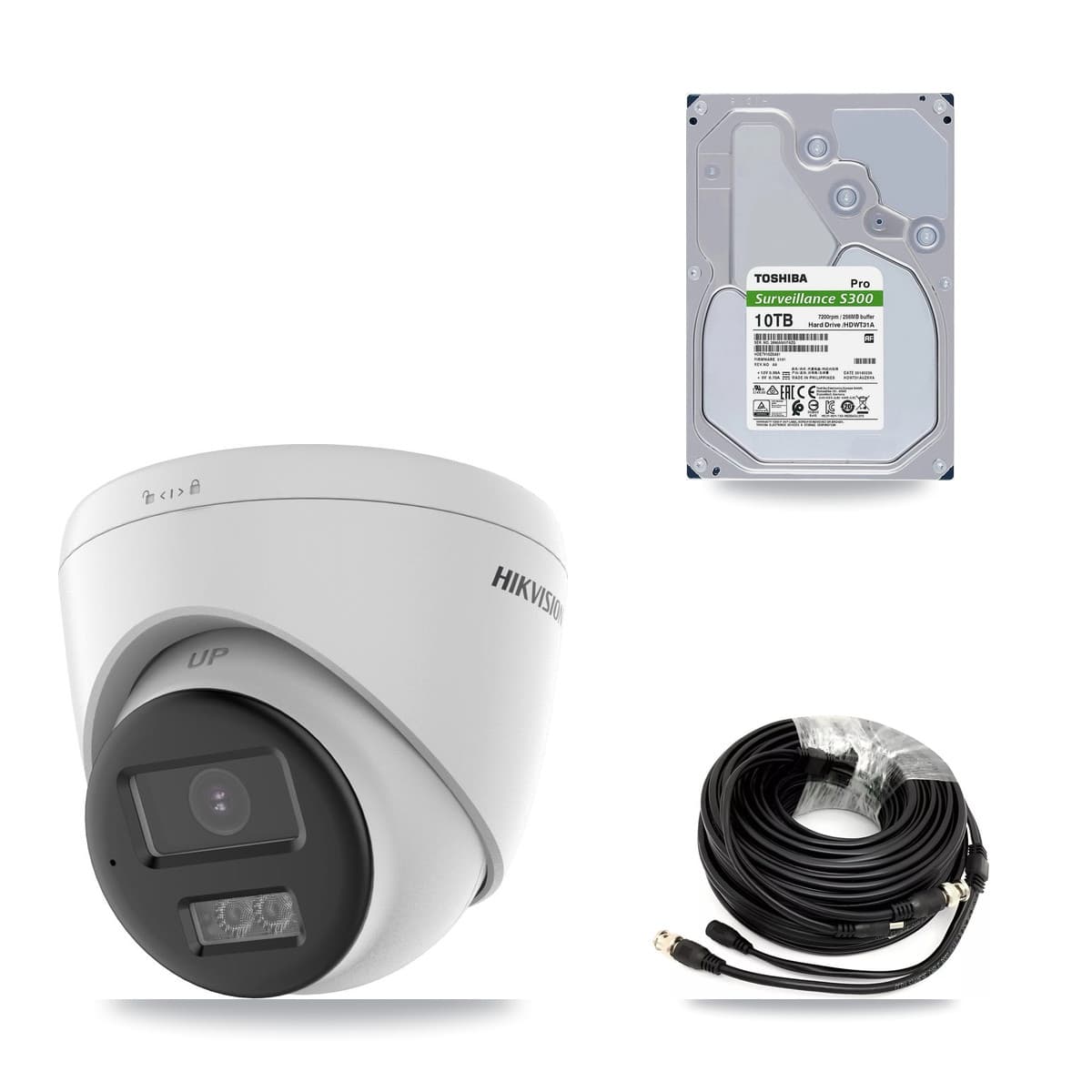 Hikvision 32-Channel 5MP CCTV Kit — 8 DS-2CE78K0T-LTS Turret Cameras + 10TB Recording (IDS-7332HUHI-M4/S Recorder)