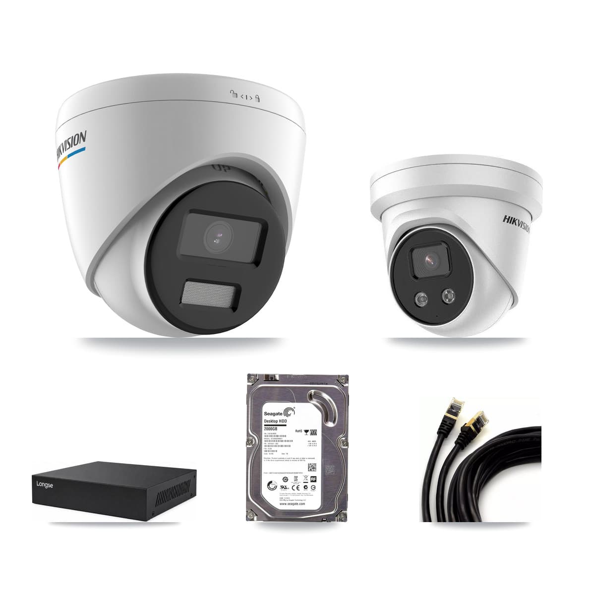 Hikvision & Longse 8-Channel 2MP – 5MP CCTV Kit — 1 2MP + 1 5MP Turret Cameras + 2TB Recording - Image 1