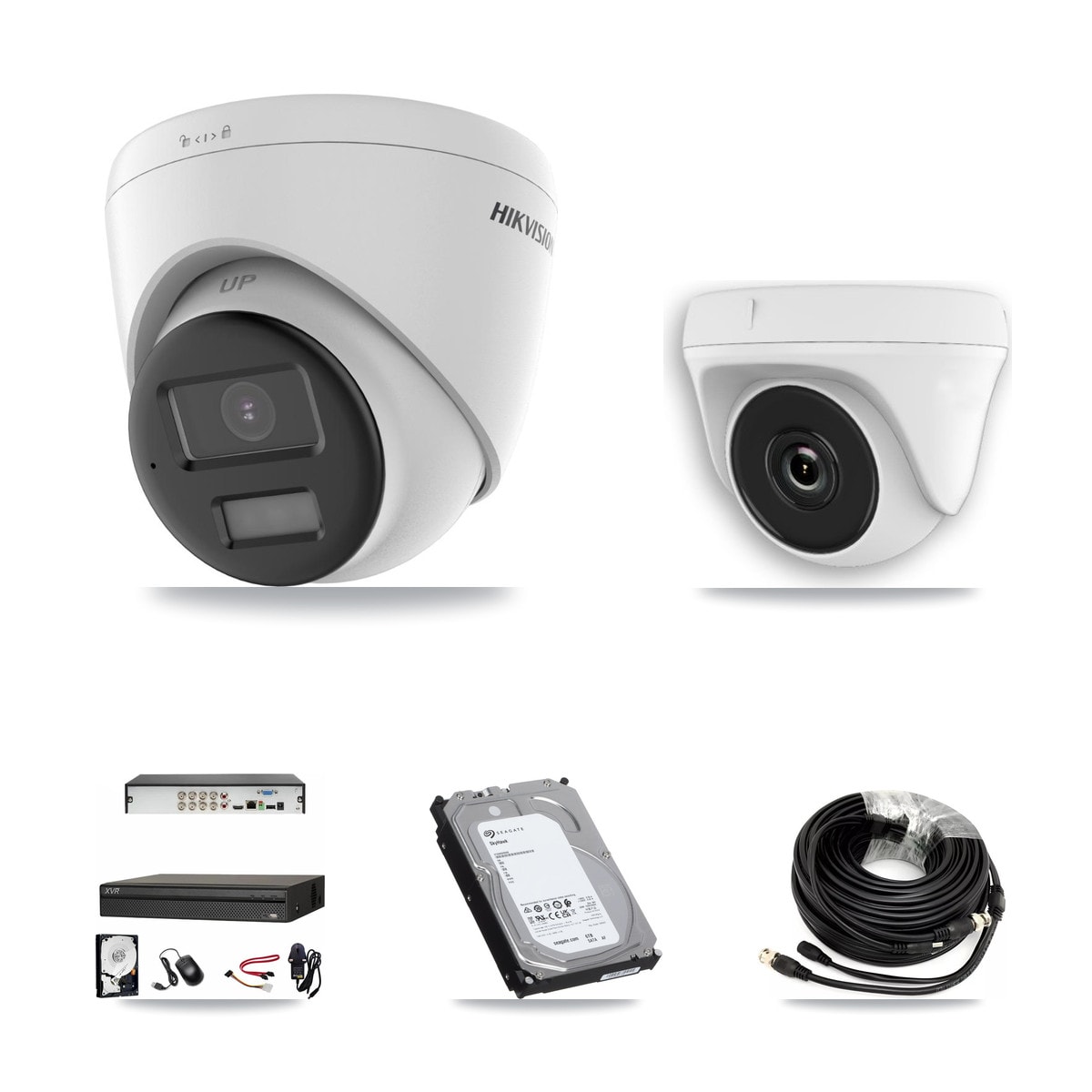 Hikvision & Dahua 8-Channel 2MP – 4K CCTV Kit — 2 4K Turret + 2 White 2MP Dome Cameras + 6TB Recording - Image 1