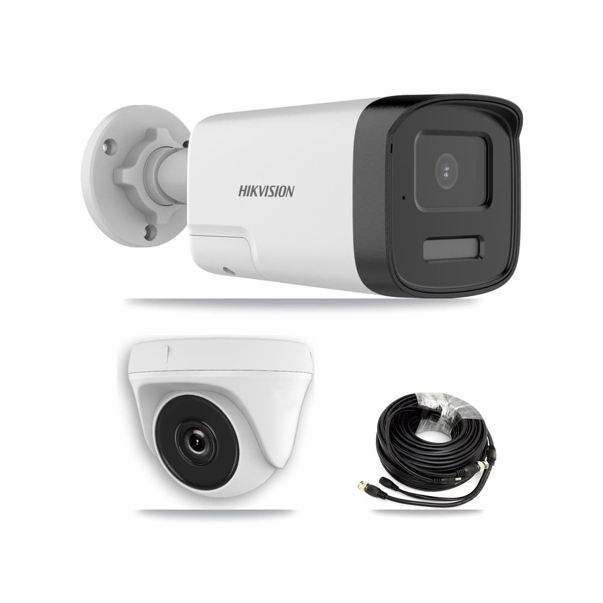 Hikvision & Prolux 8-Channel 2MP – 5MP CCTV Kit — 2 DS-2CE17K0T 5MP Bullet + 1 White HDT-2MP-N20W 2MP Dome Cameras + 3TB Recording (PXD-5208AN Recorder)