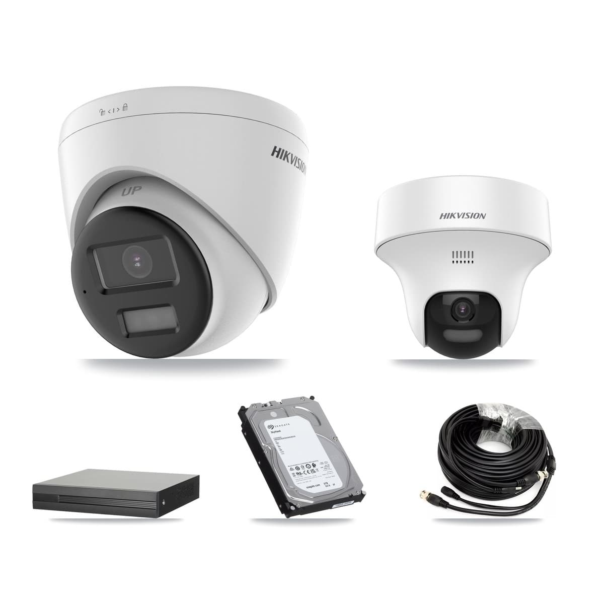 Hikvision 4-Channel 5MP CCTV Kit — 1 DS-2CE70K0T-PTLTS + 3 DS-2CE78K0T-LPTS Turret Cameras + 6TB Recording (XVR-3104HS-5MP-LITE Recorder)