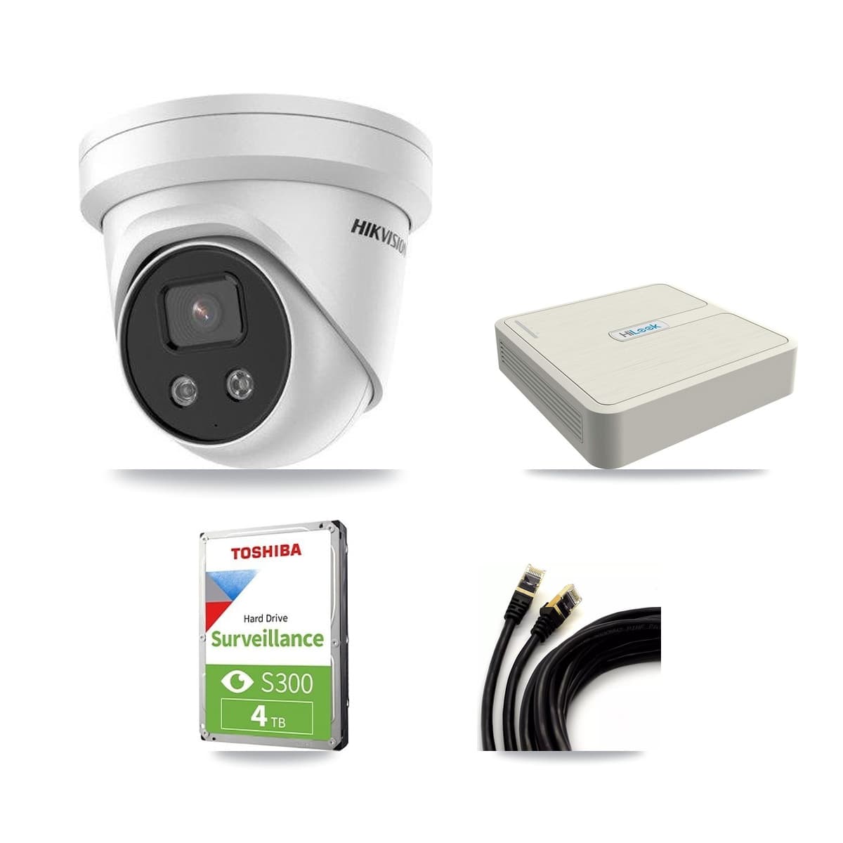 Hikvision & HiLook 8-Channel 5MP CCTV Kit — 3 Turret Cameras + 4TB Recording (NVR-108H-D Recorder)