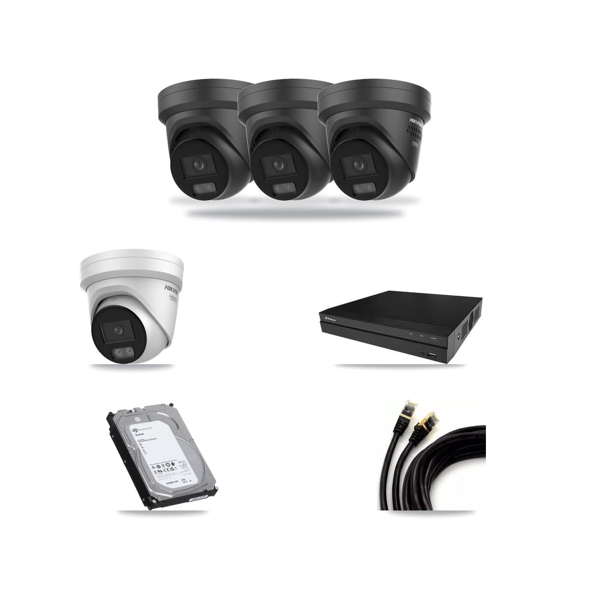 Hikvision & Prolux 8-Channel 4K CCTV Kit — 1 + 3 Black Turret Cameras + 6TB Recording - Image 1