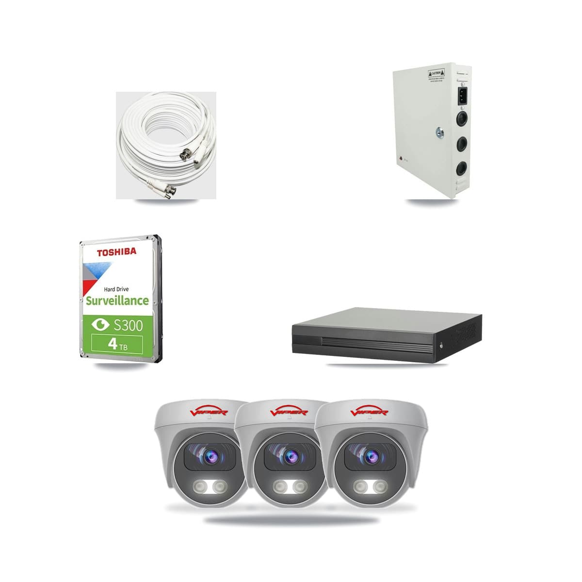 4-channel CCTV kit: 3 cameras (3× 5MP Camera), 4TB hard drive