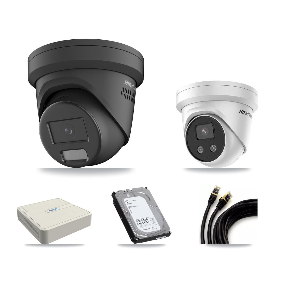 Hikvision & HiLook 8-Channel 4MP – 5MP CCTV Kit — 7 4MP + 1 5MP Turret Cameras + 6TB Recording