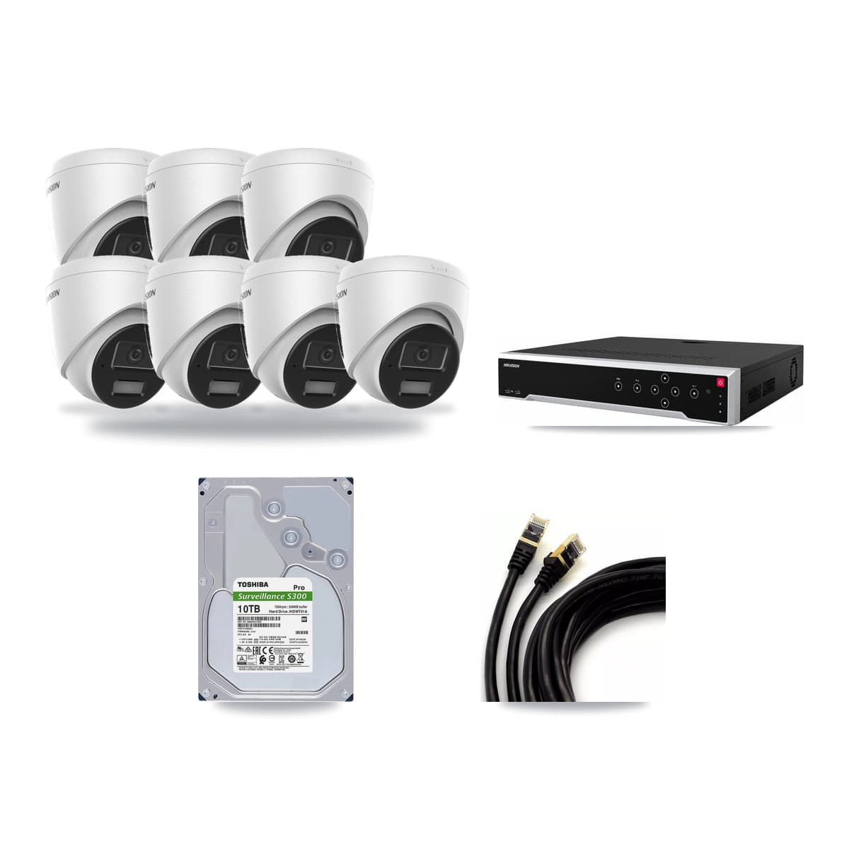 Hikvision 32-Channel 4MP CCTV Kit — 7 DS-2CD1343G2 Turret Cameras + 10TB Recording - Image 1