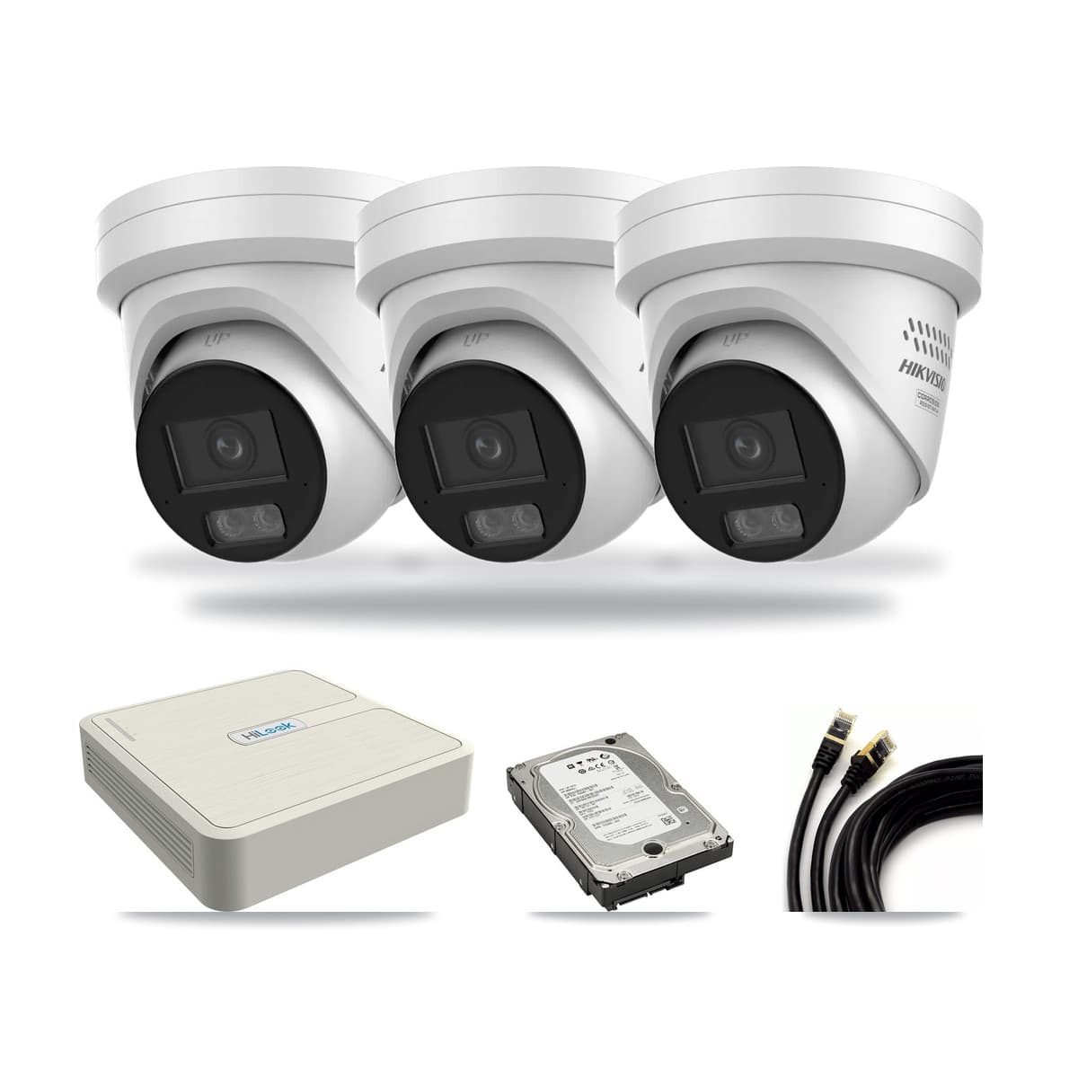 HiLook 8-Channel 4MP – 5MP CCTV Kit — 3 DS-2CD2347G3 4MP Turret + 1 LWA28PW-C3 5MP Dome Cameras + 5TB Recording - Image 1