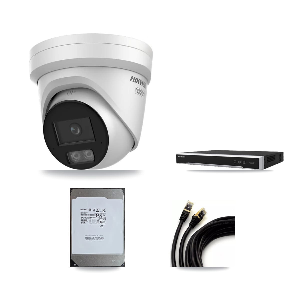 Hikvision 16-Channel 4K CCTV Kit — 16 DS-2CD2387G3 Turret Cameras + 2× 14TB Recording (DS-7616NI-M2 Recorder)