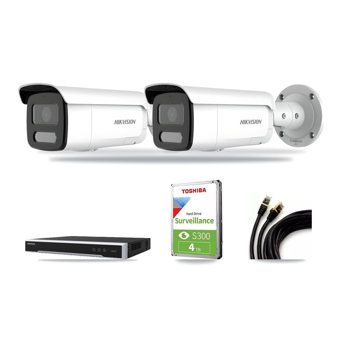 Hikvision 16-Channel 4MP – 4K CCTV Kit — 1 4MP + 1 White 4K Bullet Cameras + 4TB Recording (DS-7616NI-M2 Recorder) - Image 1