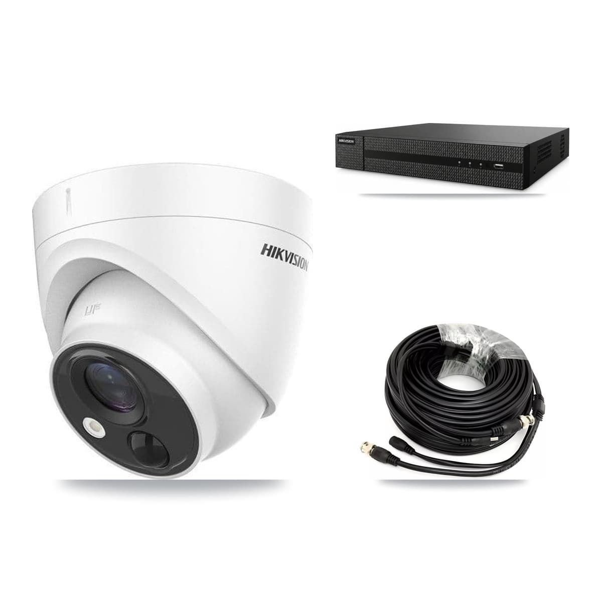 Hikvision 8-Channel 5MP CCTV Kit — 2 DS-2CE71H0T Turret Cameras + 3TB Recording (DVR-8CH Recorder)