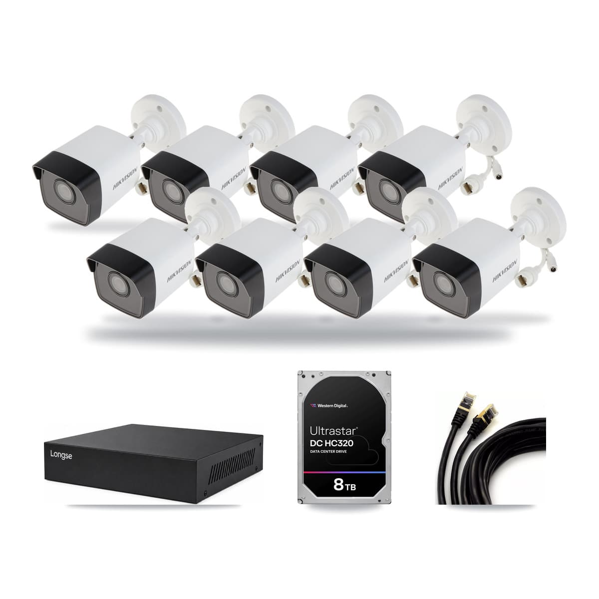 Hikvision & Longse 8-Channel 5MP CCTV Kit — 8 Bullet Cameras + 8TB Recording - Image 1
