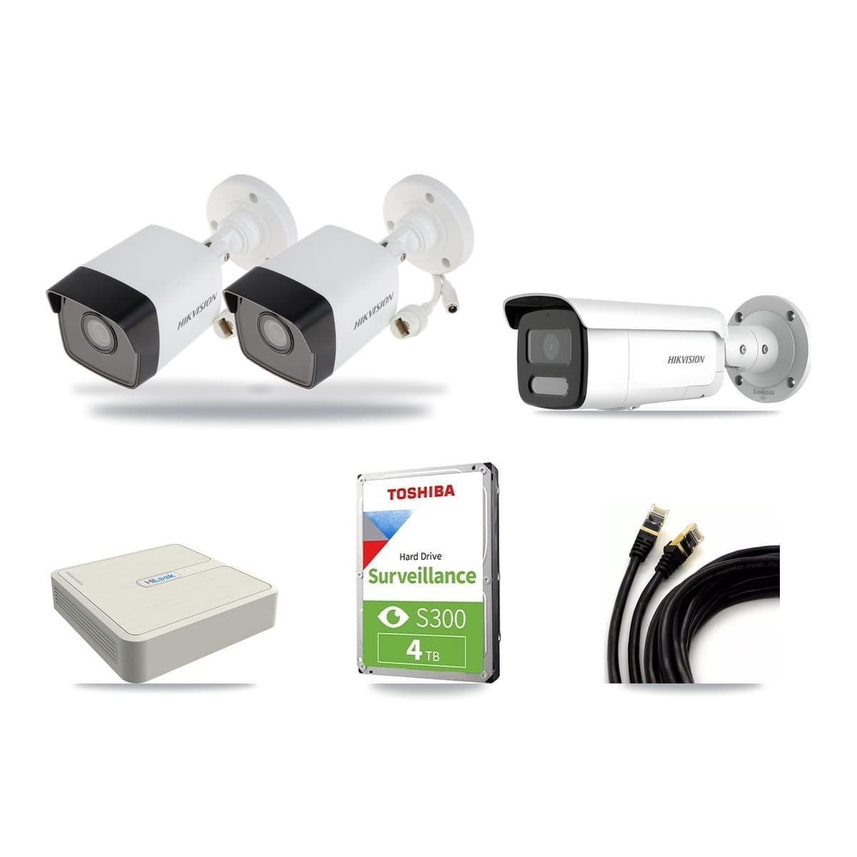 Hikvision & HiLook 8-Channel 4MP – 5MP CCTV Kit — 2 5MP + 1 4MP Bullet Cameras + 4TB Recording (NVR-108H-D Recorder) - Image 1