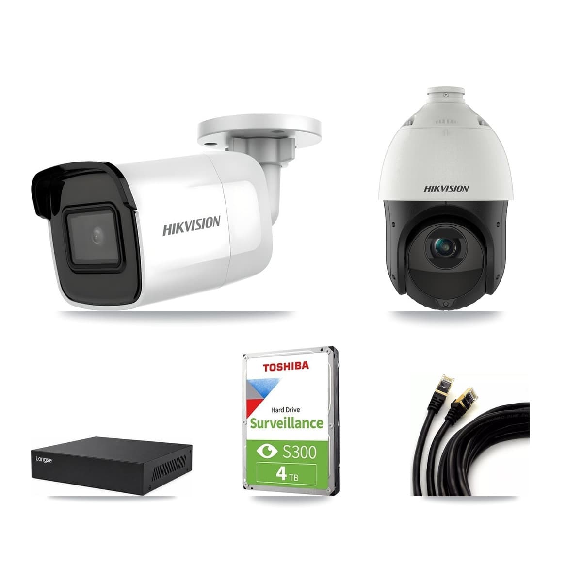 Hikvision & Longse 8-Channel 4MP – 4K CCTV Kit — 1 4K Bullet + 1 4MP PTZ Cameras + 4TB Recording - Image 1