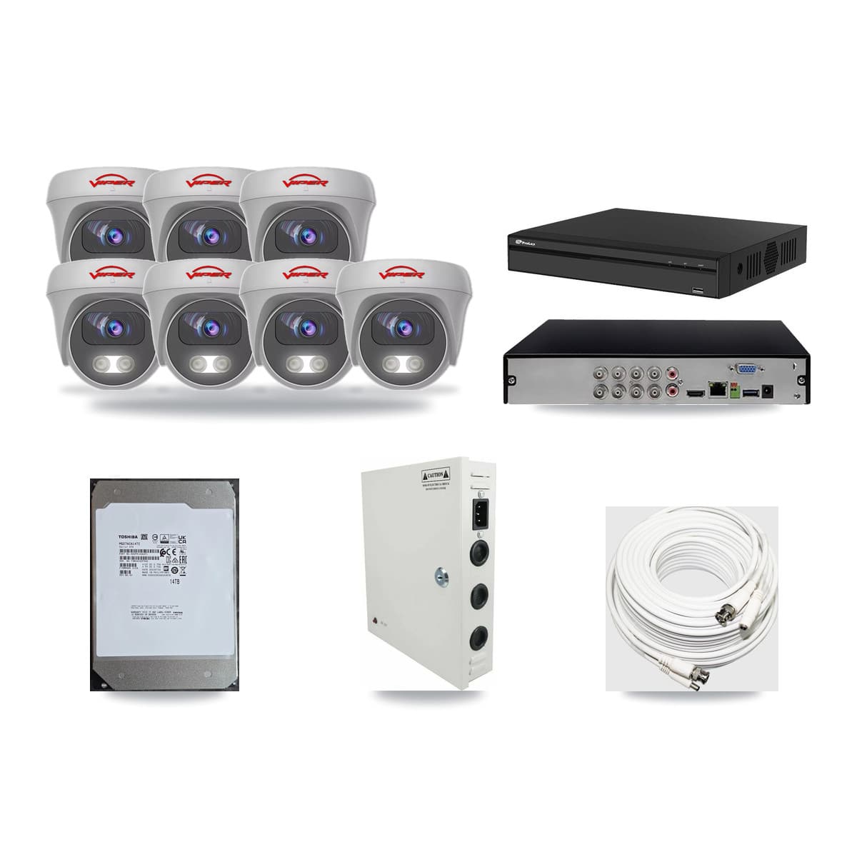 Viper & Prolux 8-Channel 5MP CCTV Kit — 7 Cameras + 14TB Recording - Image 1