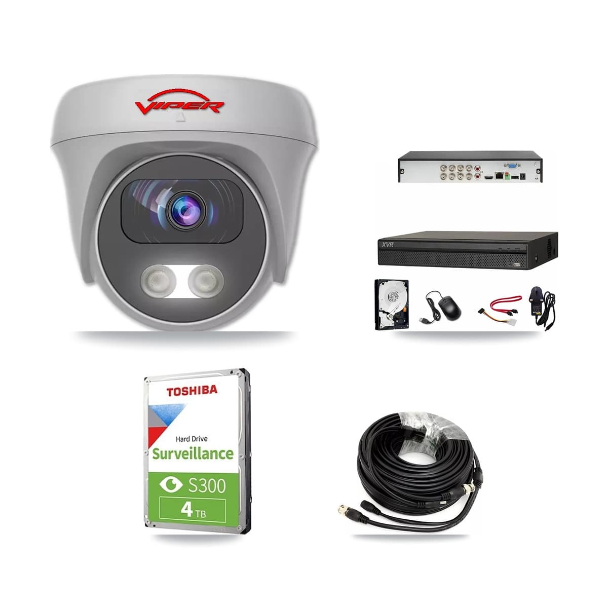 Viper & Dahua 8-Channel 5MP CCTV Kit — 3 White Cameras + 4TB Recording (XVR-3108AD Recorder) - Image 1