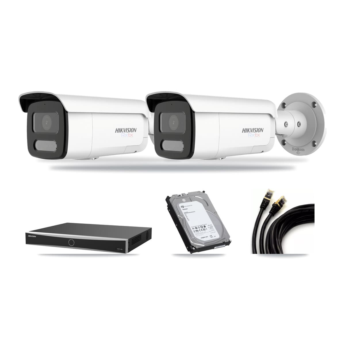 Hikvision 16-channel CCTV kit: 2 cameras (2× 4K Bullet), 6TB hard drive