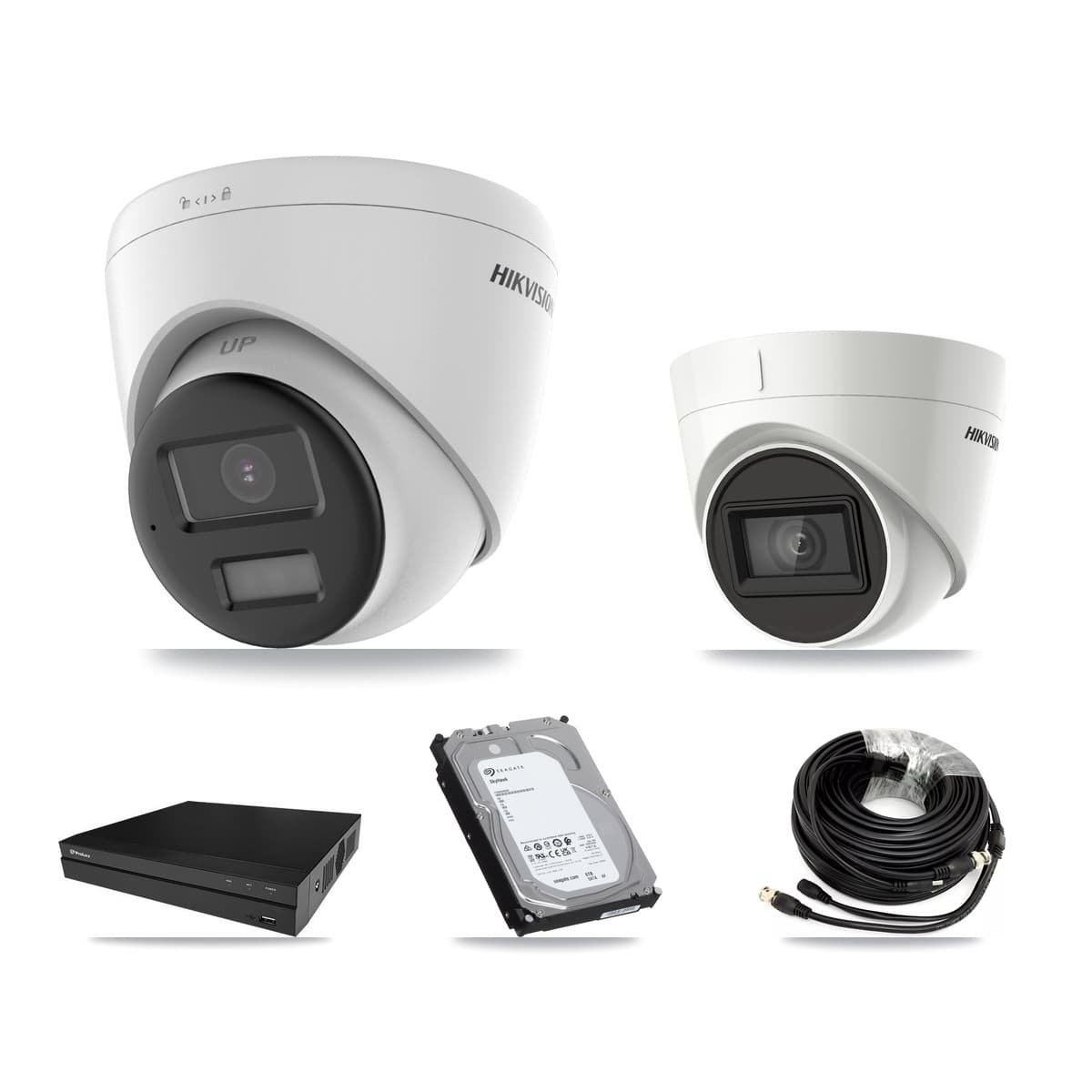 Hikvision & Prolux 8-Channel 4K CCTV Kit — 1 DS-2CE78U0T + 1 DS-2CE78U1T Turret Cameras + 6TB Recording (PXD-5208AN Recorder)