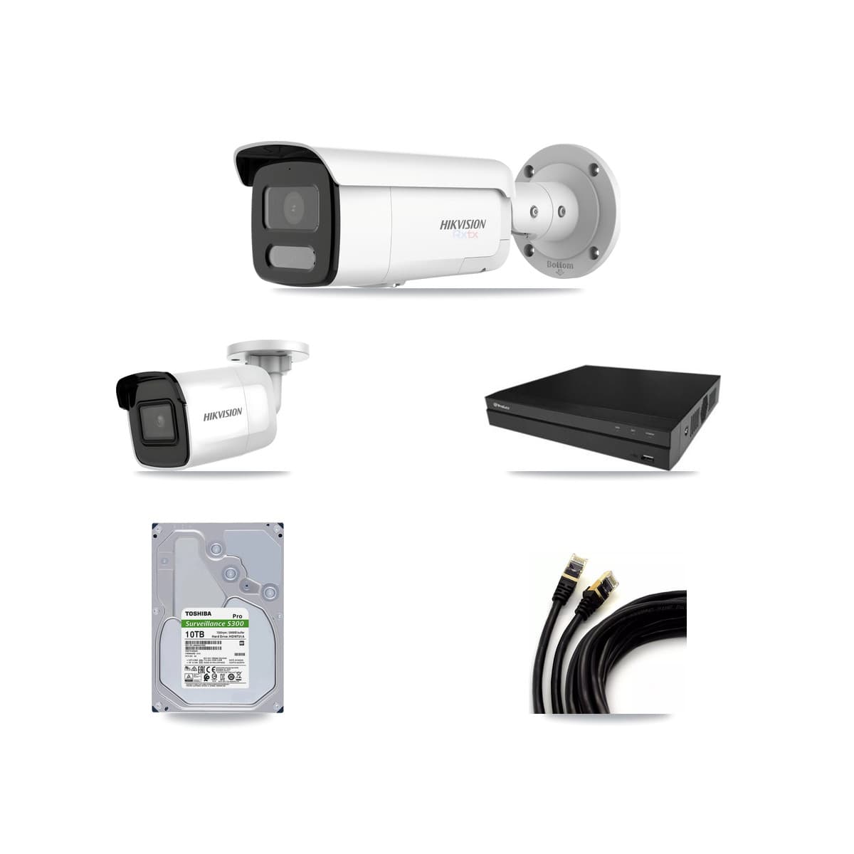Hikvision & Prolux 16-Channel 4K CCTV Kit — 5 DS-2CD2085G1 + 11 DS-2CD2T87G2H Bullet Cameras + 2× 10TB Recording