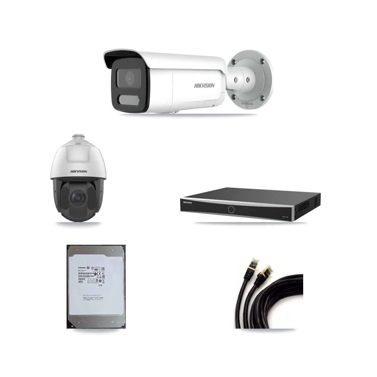 Hikvision 16-Channel 2MP – 4MP CCTV Kit — 11 4MP Bullet + 1 2MP PTZ Cameras + 14TB Recording (DS-7616NXI Recorder)