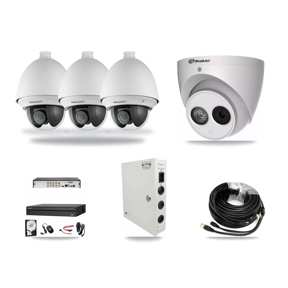 8-Channel 2MP – 4MP CCTV Kit — 3 2MP PTZ + 1 4MP Turret Cameras + 3TB Recording (XVR-3108AD Recorder) - Image 1