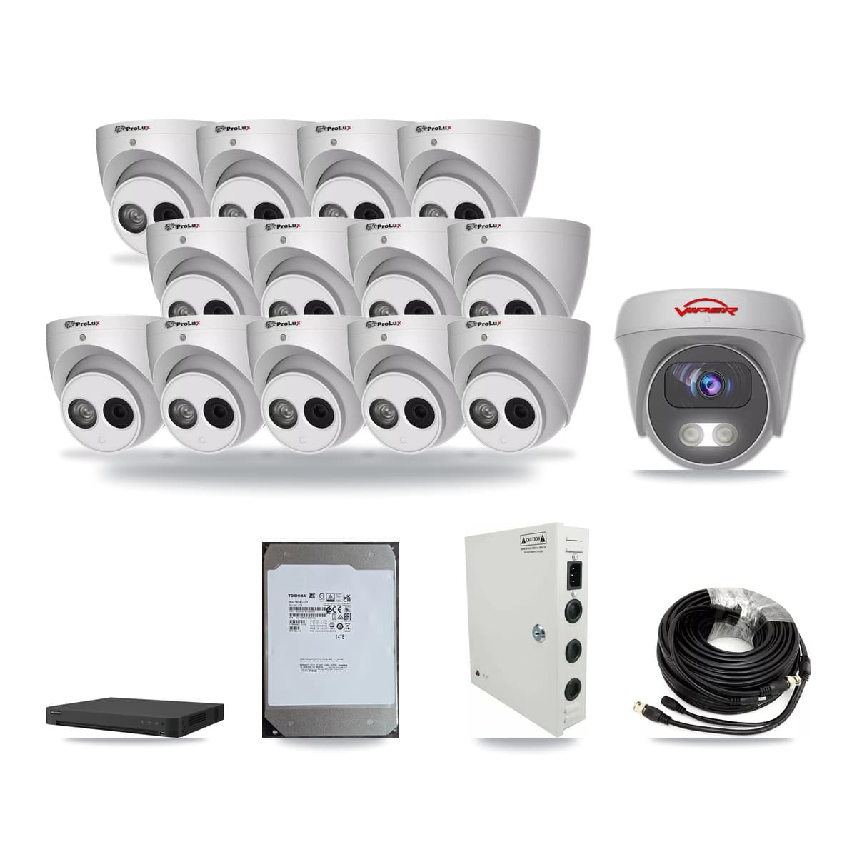 16-Channel 4MP – 5MP CCTV Kit — 13 4MP Turret + 1 5MP Cameras + 14TB Recording - Image 1