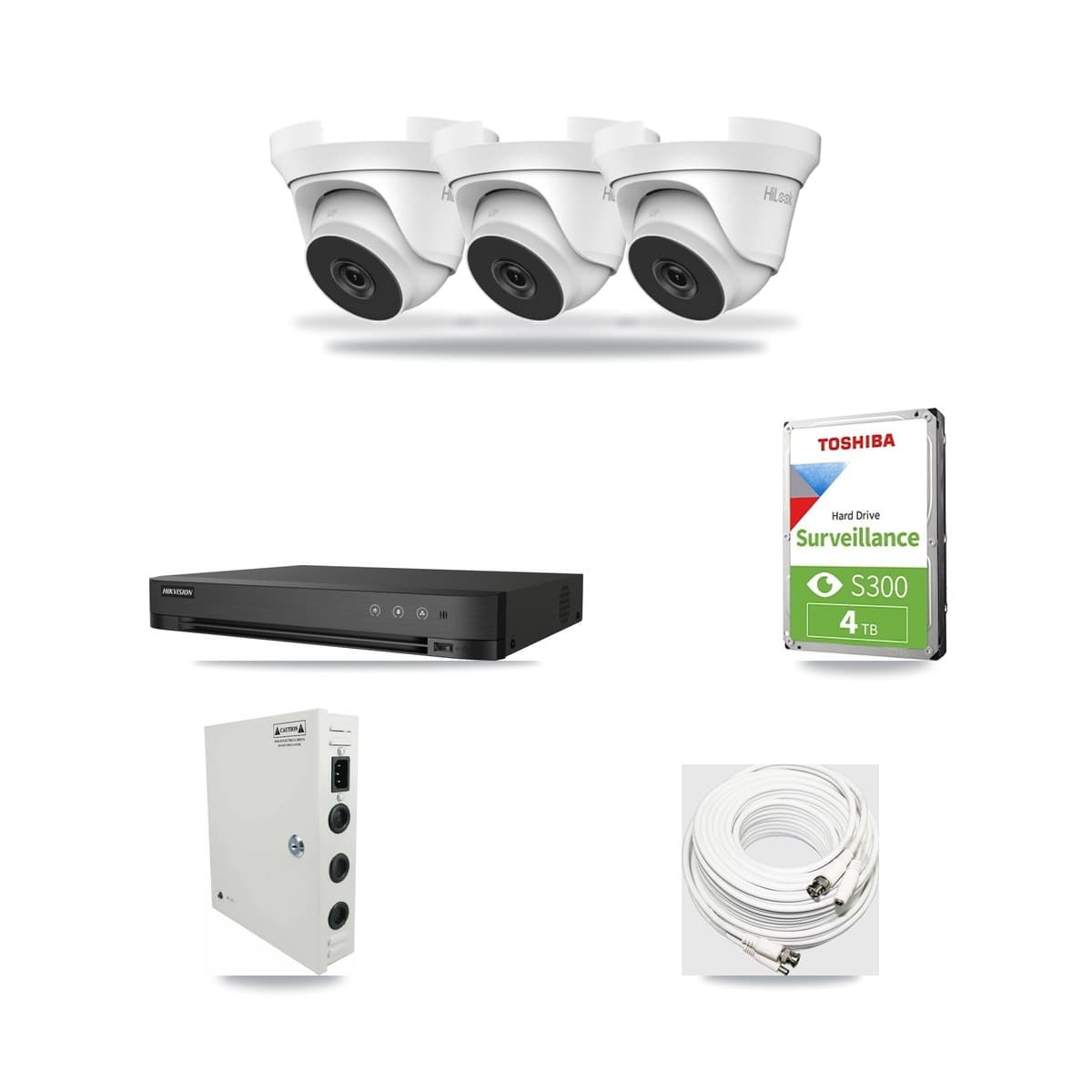 HiLook & Hikvision 4-Channel 4MP CCTV Kit — 3 Turret Cameras + 4TB Recording (IDS-7204HQHI Recorder) - Image 1
