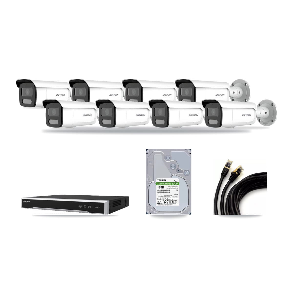 Hikvision 8-Channel 4MP CCTV Kit — 8 Bullet Cameras + 10TB Recording (DS-7608NI-M2 Recorder) - Image 1