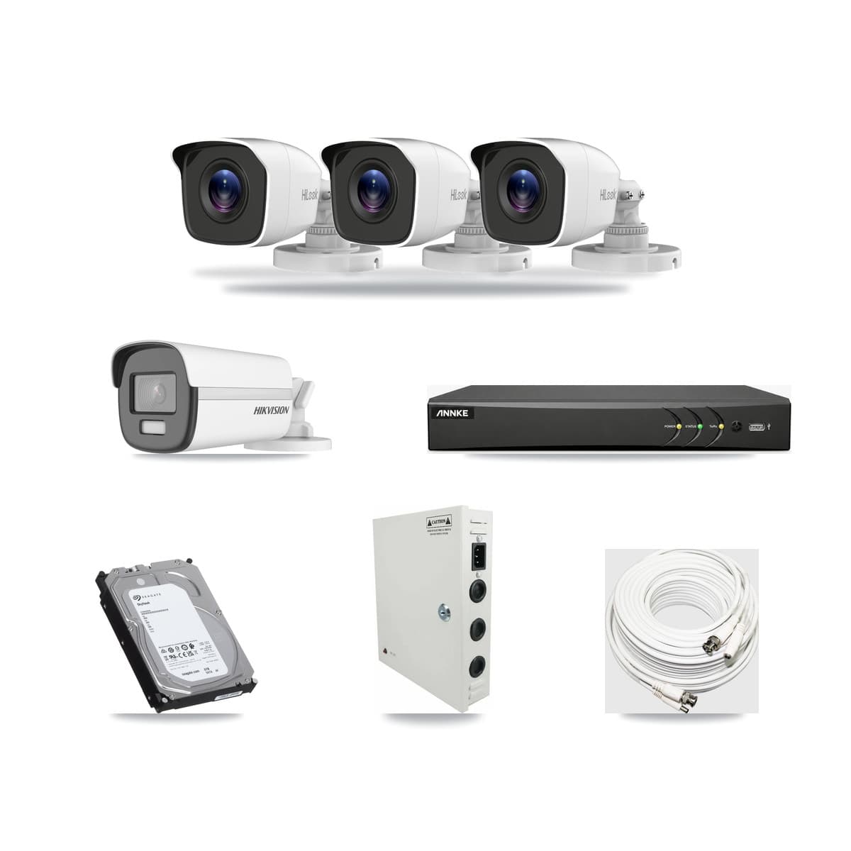 4-Channel 4MP – 4K CCTV Kit — 1 4K + 3 4MP Bullet Cameras + 6TB Recording (AN-DV4-8MP Recorder) - Image 1
