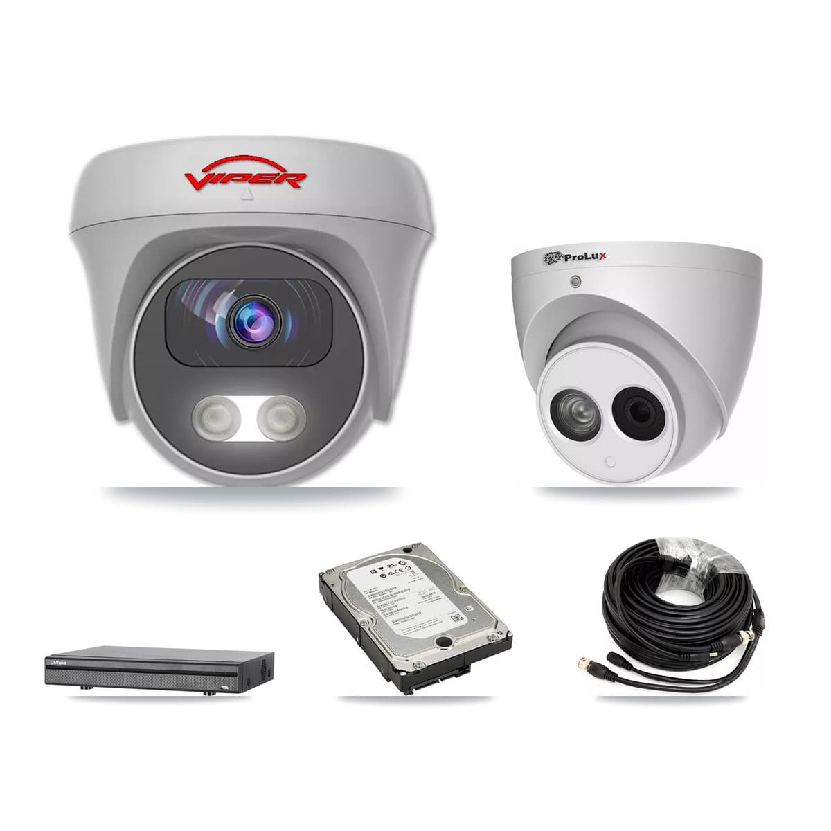 8-Channel 4MP – 5MP CCTV Kit — 1 4MP Turret + 3 White 5MP Cameras + 5TB Recording (DH-XVR5108H Recorder) - Image 1