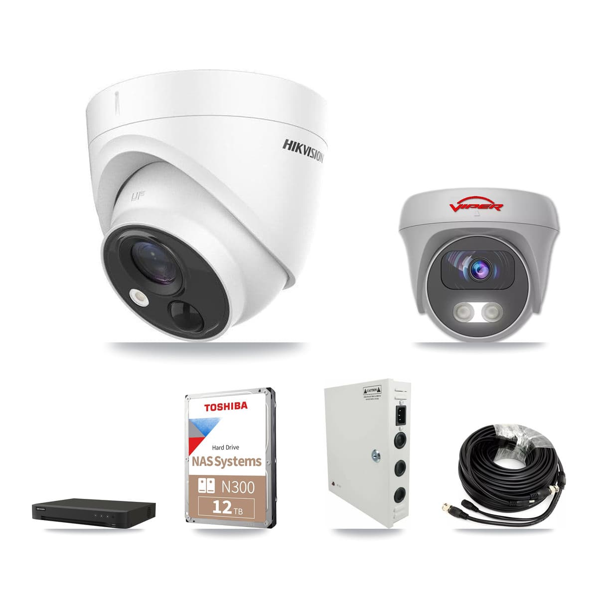Hikvision & Viper 16-Channel 5MP CCTV Kit — 8 DS-2CE71H0T Turret + 1 VIPER-5MP-3K Cameras + 12TB Recording