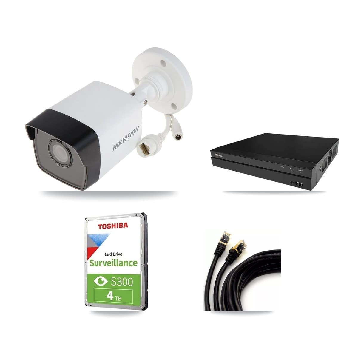 Hikvision & Prolux 8-Channel 5MP CCTV Kit — 3 DS-2CD1053G0 Bullet Cameras + 4TB Recording