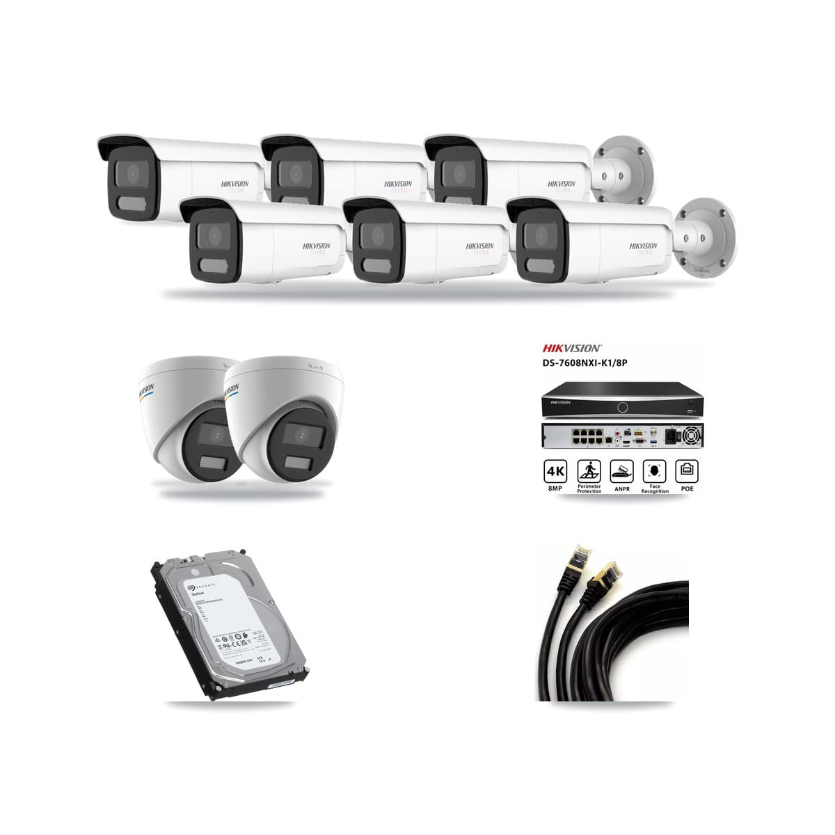 Hikvision 8-Channel 2MP – 4K CCTV Kit — 2 2MP Turret + 6 4K Bullet Cameras + 6TB Recording - Image 1