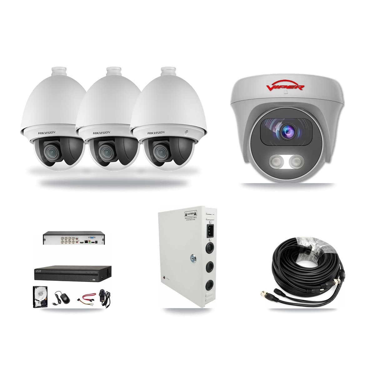 8-Channel 2MP – 5MP CCTV Kit — 3 2MP PTZ + 1 White 5MP Cameras + 3TB Recording (XVR-3108AD Recorder) - Image 1