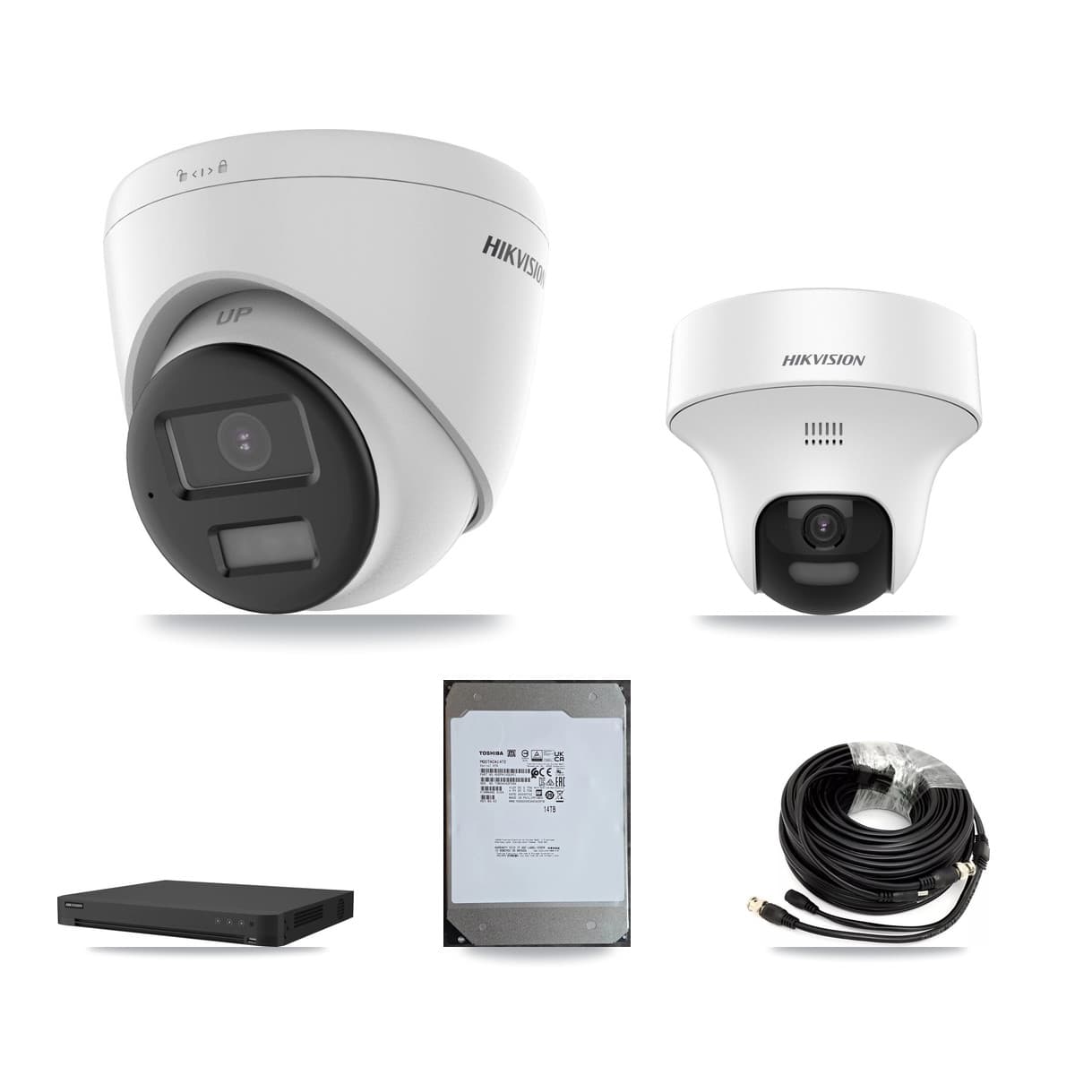 Hikvision 16-Channel 5MP CCTV Kit — 1 DS-2CE70K0T + 7 DS-2CE78K0T Turret Cameras + 14TB Recording