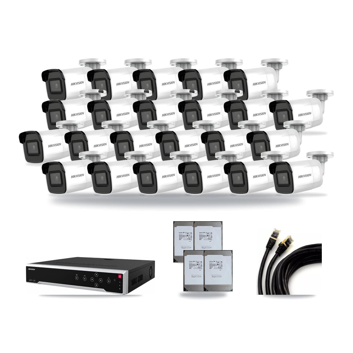 Hikvision 32-Channel 4K CCTV Kit — 23 Bullet Cameras + 4× 14TB Recording - Image 1