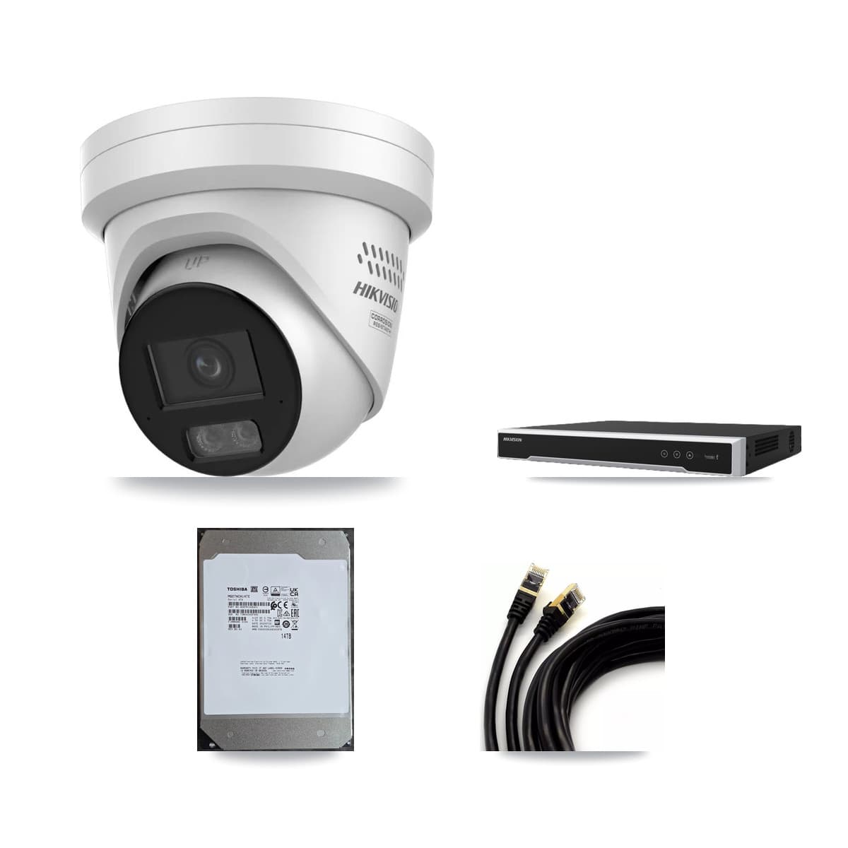 Hikvision 8-Channel 4MP – 5MP CCTV Kit — 7 4MP Turret + 1 5MP Dome Cameras + 14TB Recording