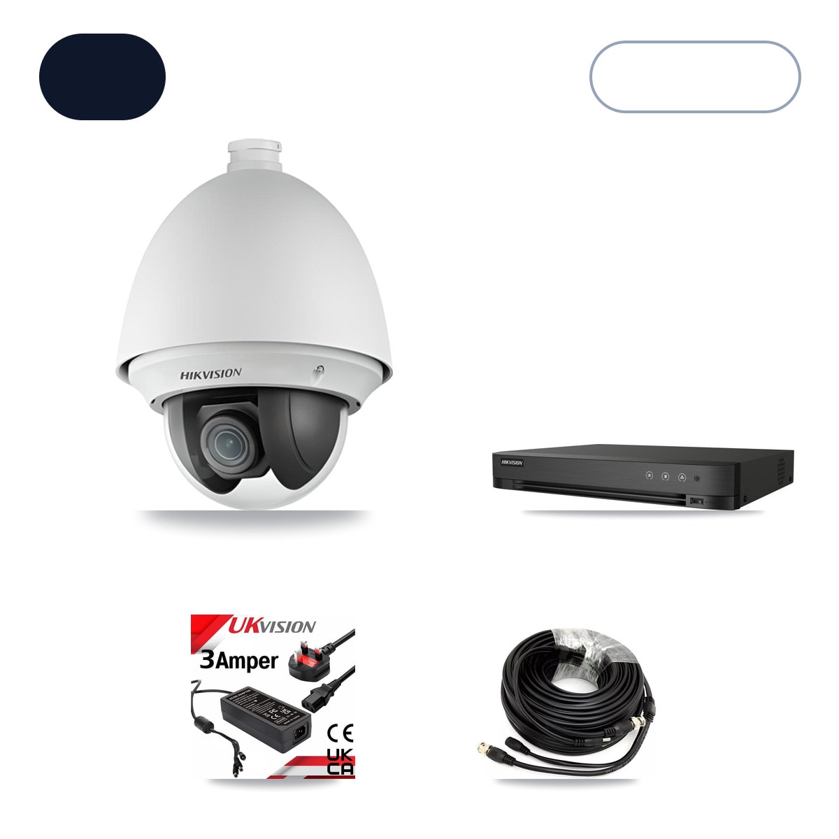 Hikvision iDS-7204HUHI-M1/XT 4-Channel DVR CCTV Kit — 1× DS-2AE4225T-A 2MP Camera + 1TB HDD