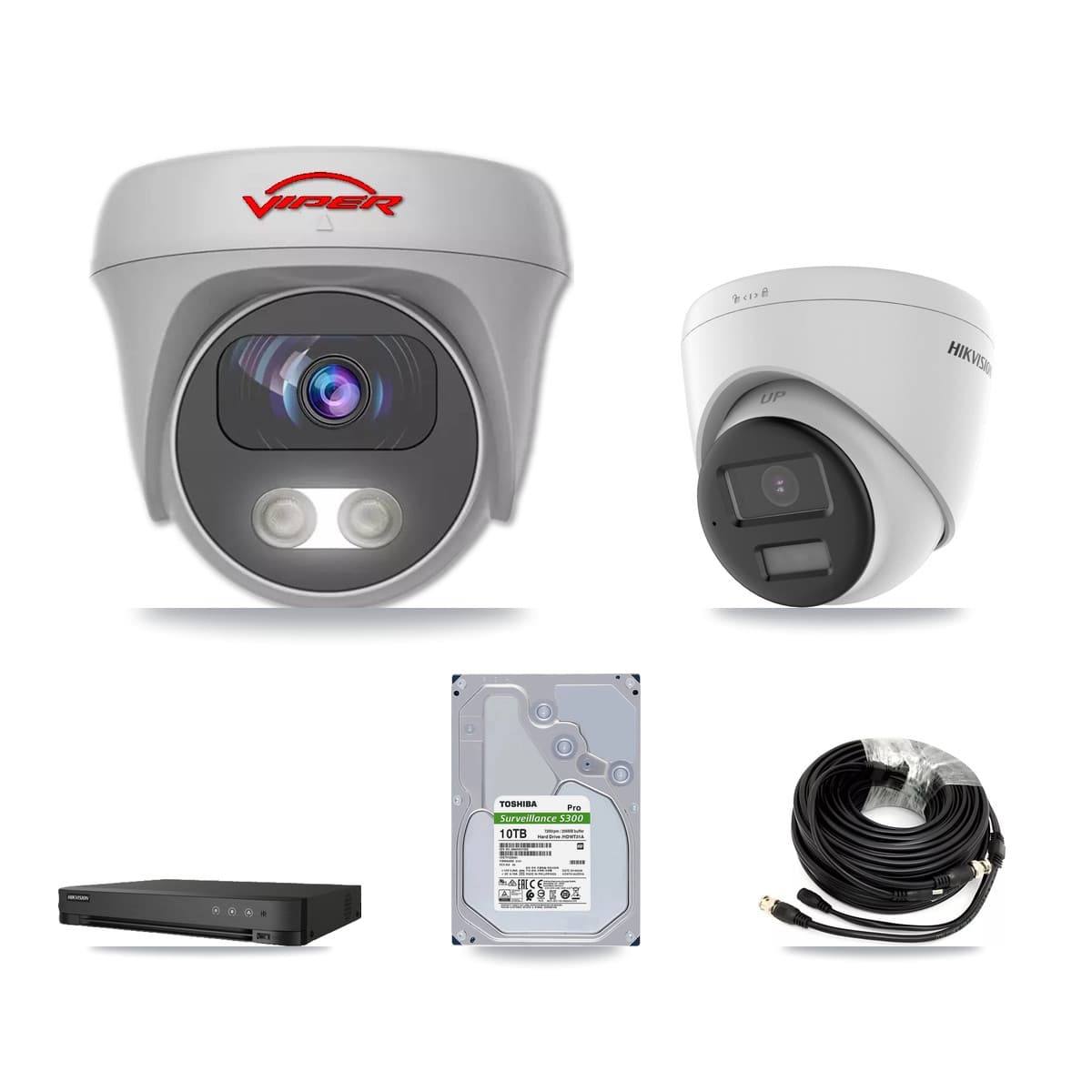 Hikvision & Viper 8-Channel 5MP – 4K CCTV Kit — 1 4K Turret + 7 5MP Cameras + 10TB Recording - Image 1