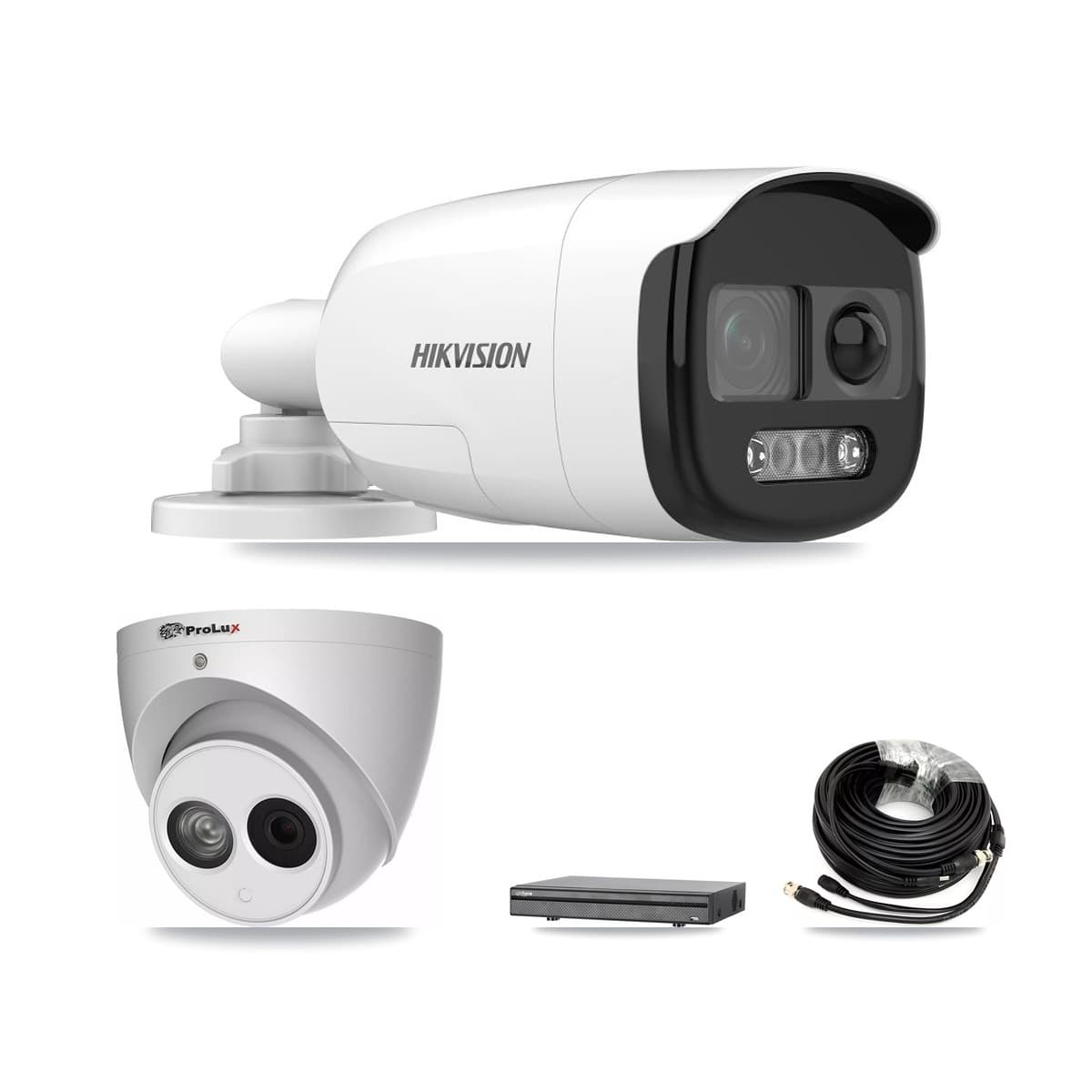 8-Channel 4MP – 5MP CCTV Kit — 5 DS-2CE12KF3T 5MP Bullet + 1 PXC-612C4W-A 4MP Turret Cameras + 8TB Recording (DH-XVR5108H Recorder)