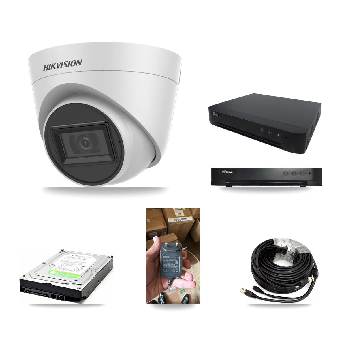 Hikvision & Prolux 16-Channel 5MP CCTV Kit — 1 White Turret Camera + 1TB Recording