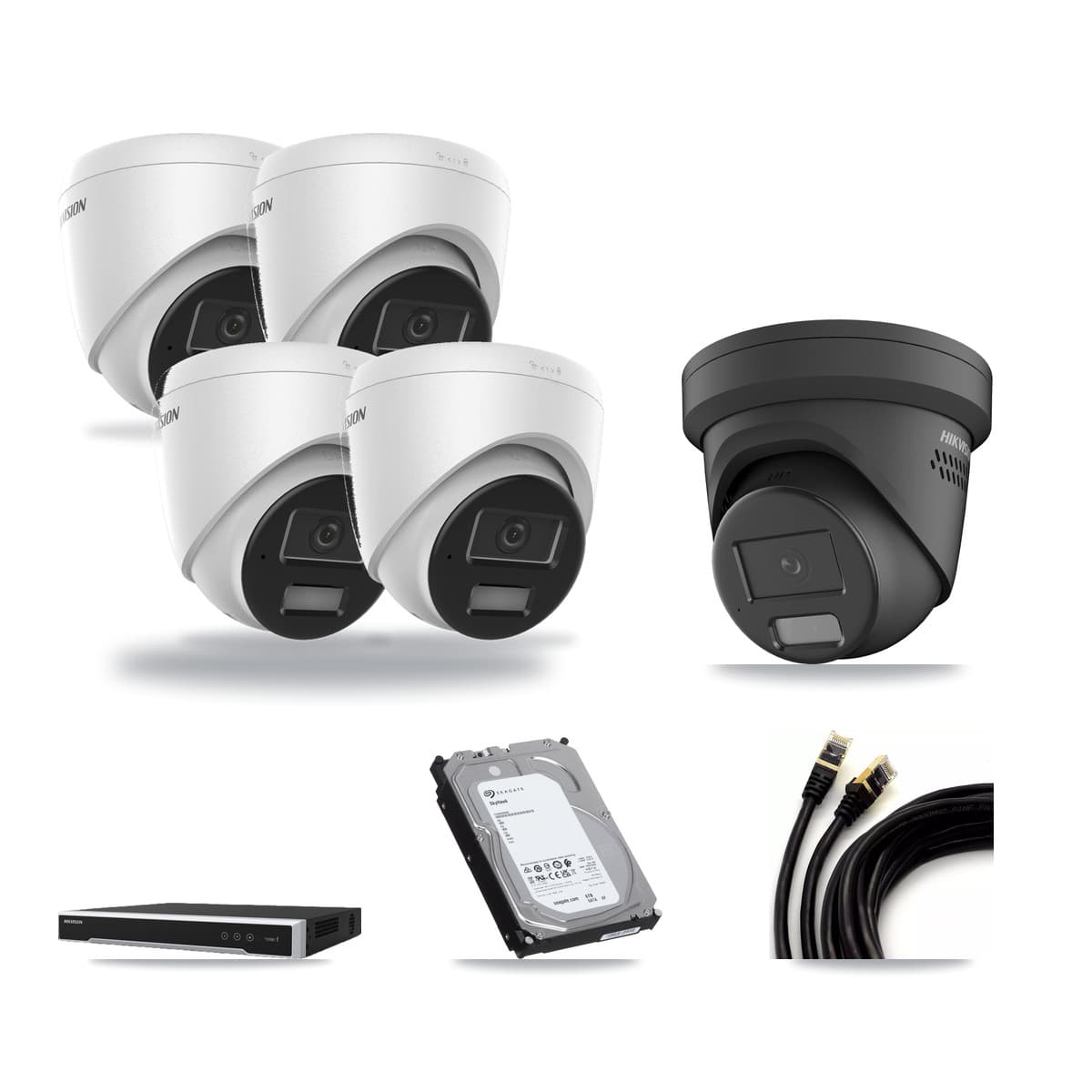 Hikvision 16-Channel 4MP CCTV Kit — 4 DS-2CD1343G2 + 1 DS-2CD2347G2 Turret Cameras + 6TB Recording - Image 1