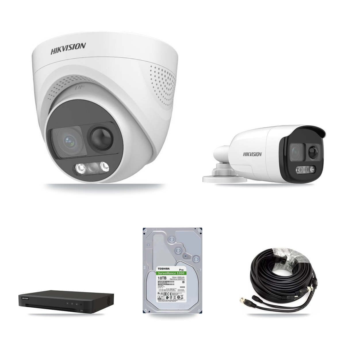 Hikvision 8-Channel 5MP CCTV Kit — 1 DS-2CE12KF3T-PIRXO Bullet + 7 DS-2CE72KF3T-PIRXO Turret Cameras + 10TB Recording (IDS-7208HUHI-M1/XT Recorder)