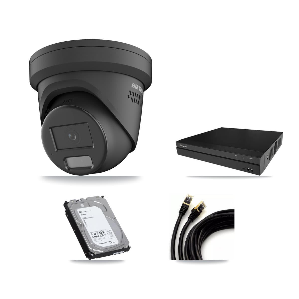 Hikvision & Prolux 8-Channel 4MP CCTV Kit — 8 Black Turret Cameras + 6TB Recording