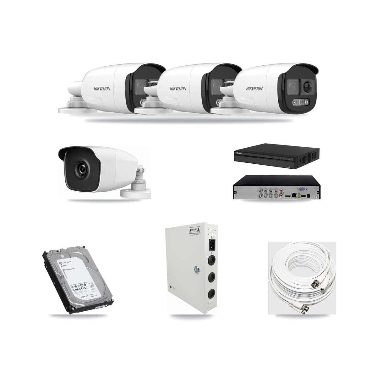 8-Channel 3MP – 5MP CCTV Kit — 3 5MP + 1 3MP Bullet Cameras + 6TB Recording (PXD-5108HS Recorder) - Image 1