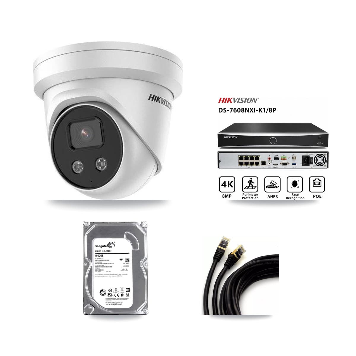 Hikvision 8-Channel 5MP CCTV Kit — 1 Turret Camera + 1TB Recording (DS-7608NXI Recorder) - Image 1