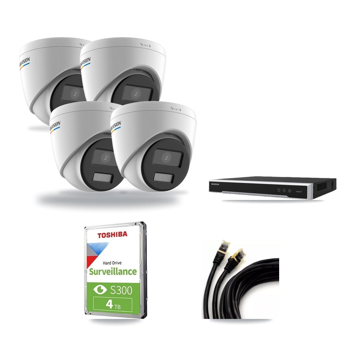 Hikvision 8-Channel 2MP – 5MP CCTV Kit — 4 2MP Turret + 1 5MP Dome Cameras + 4TB Recording (DS-7608NI-M2 Recorder) - Image 1