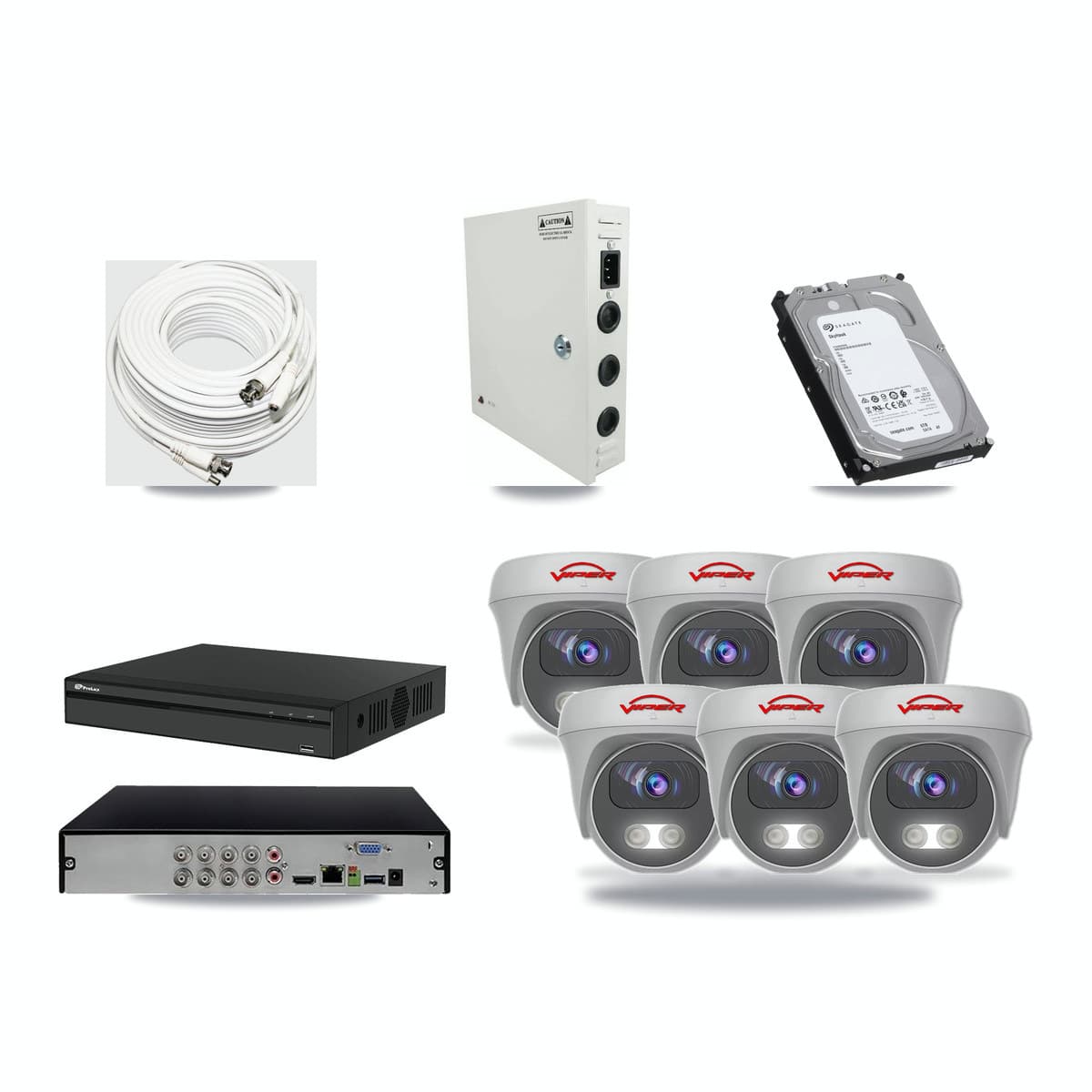 Prolux 8-channel CCTV kit: 6 cameras (6× 5MP Camera), 6TB hard drive