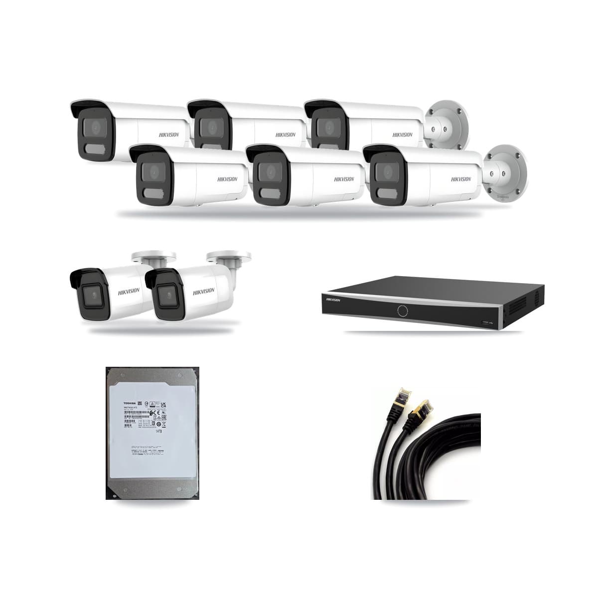 Hikvision 16-Channel 4MP – 4K CCTV Kit — 2 4K + 6 4MP Bullet Cameras + 14TB Recording (DS-7616NXI Recorder) - Image 1