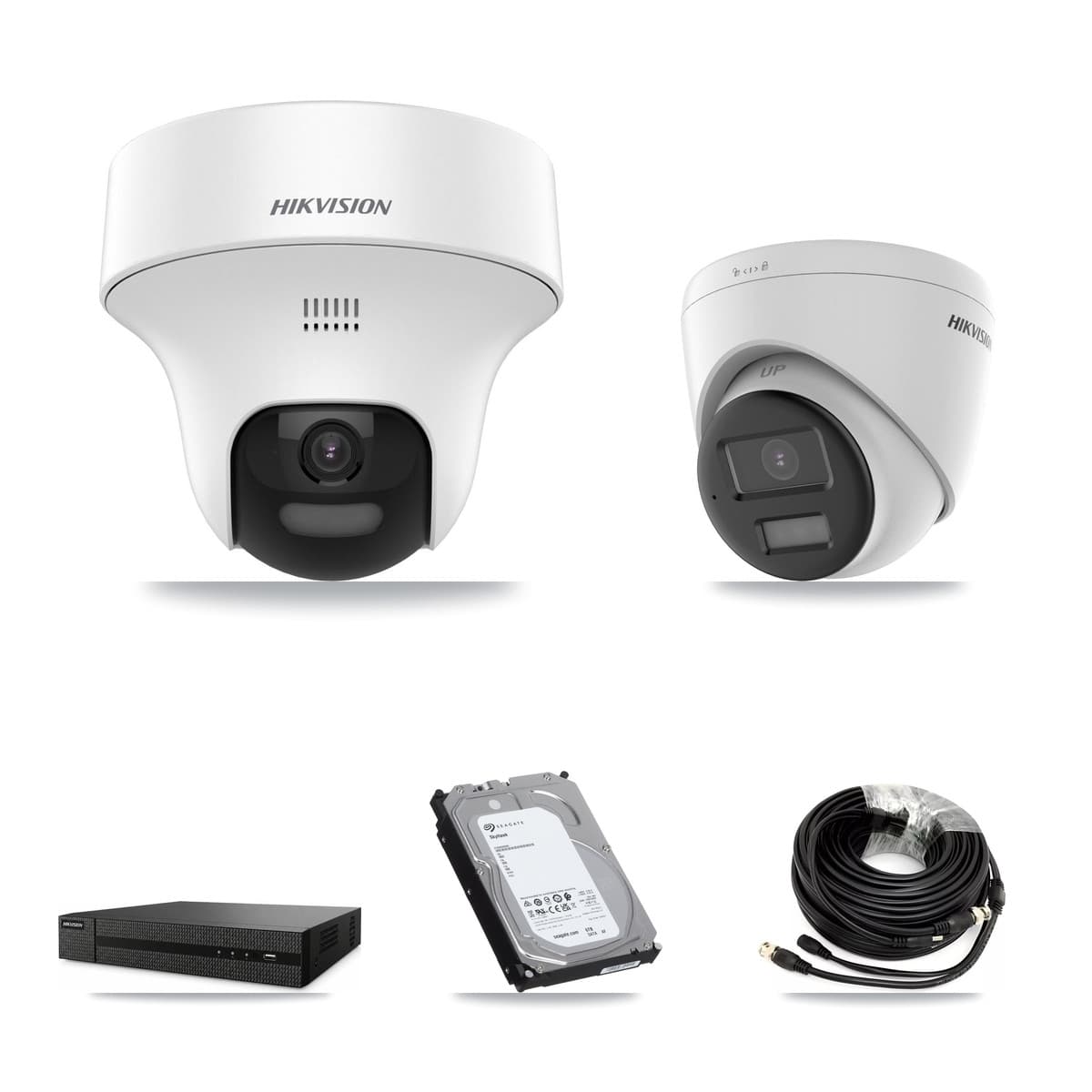 Hikvision 8-Channel 5MP CCTV Kit — 4 DS-2CE70K0T + 2 DS-2CE78K0T Turret Cameras + 6TB Recording (DVR-8CH Recorder)